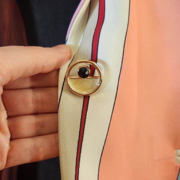 LUXEDRESS Geometric Print Blazer in Pink, White, Red Abstract, Size Small - Picture 10 of 15